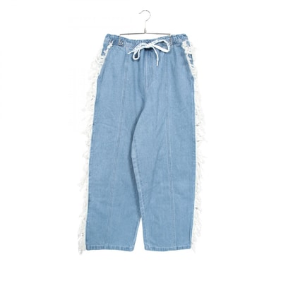 アディダス adidas adidas × KSENIASCHNAIDER DENIM FRAYED JEAN デニムパンツ 衣料品 ボトムス コットン レディース ブルー系 【中古】