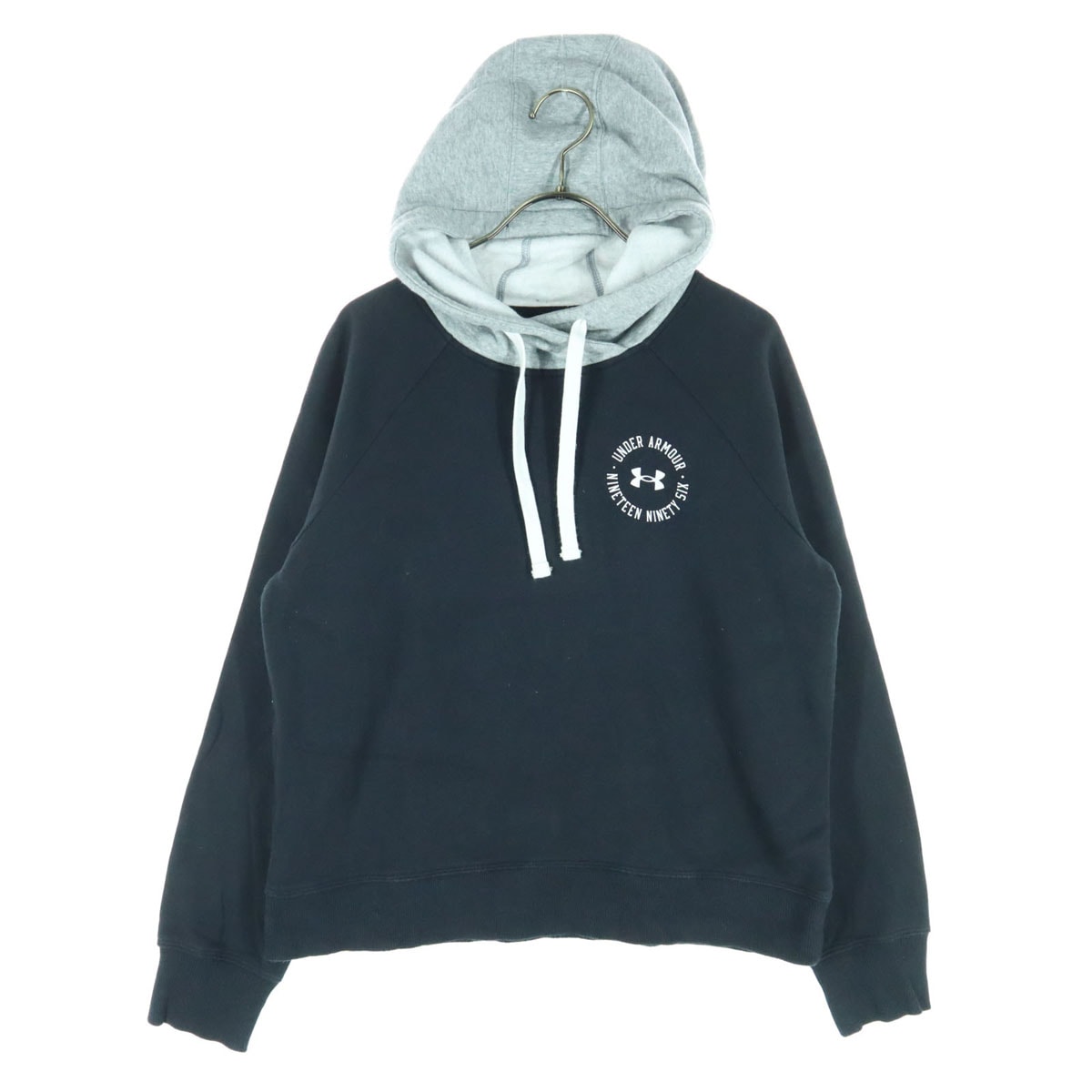 UNDER ARMOUR アンダーアーマー 裏起毛 ツートンカラー ロゴプリント 長袖 パーカー LG ブラック