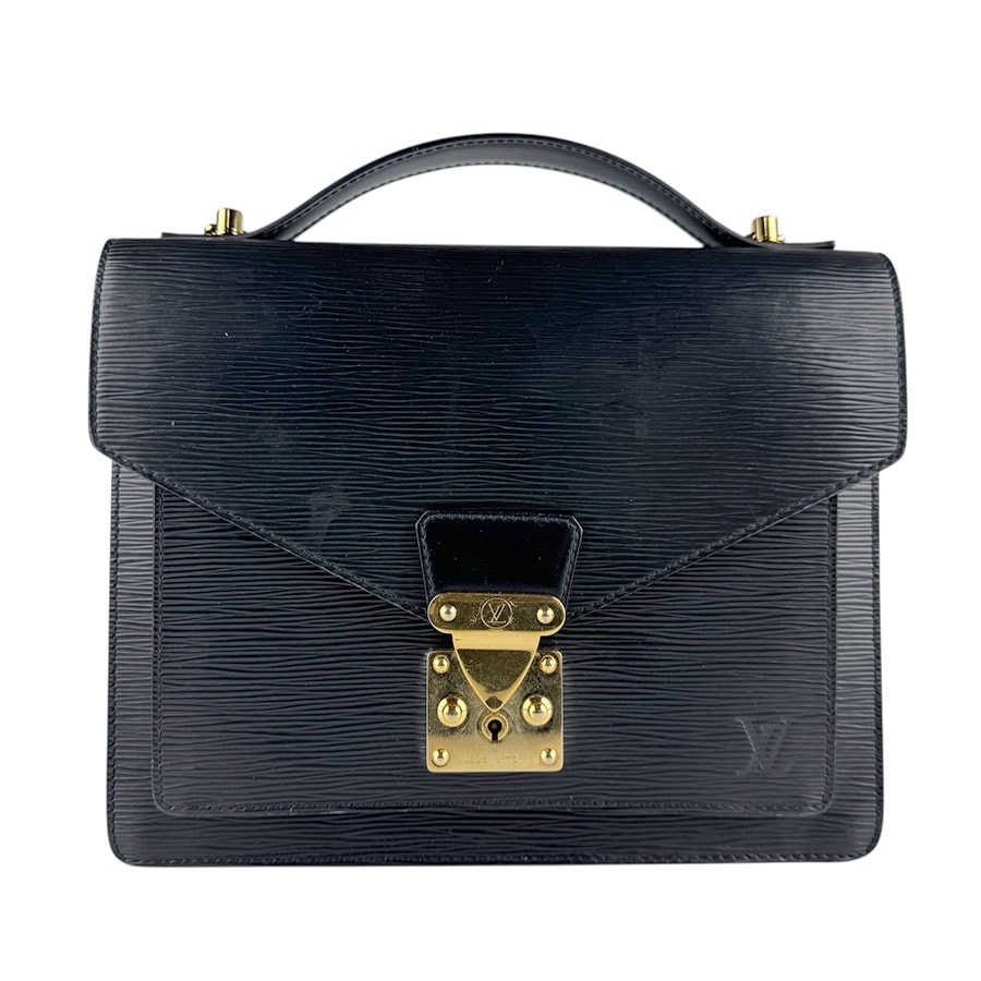 ルイ ヴィトン LOUIS VUITTON ハンドバッグ ショルダーバッグ エピ モンソー エピレザー ブラック ゴールド メンズ M52122【中古】 z8189