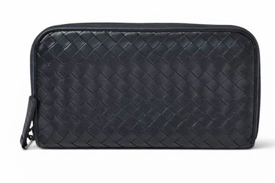 ボッテガヴェネタ 財布 BOTTEGA VENETA 長財布/ラウンドファスナー式 イントレチャート ネイビー【中古】