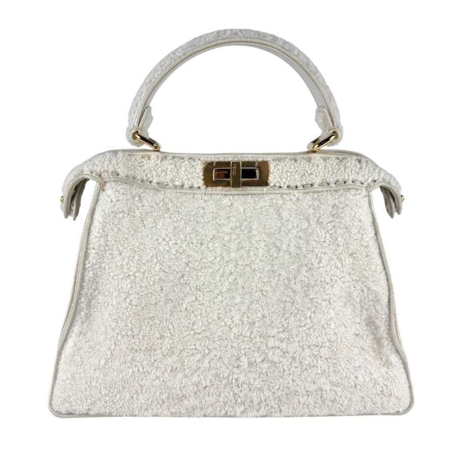 フェンディ FENDI ハンドバッグ ショルダーバッグ ピーカブー アイシーユー ボア ホワイト ゴールド レディース 8BN321-AHJ6【中古】 z7631