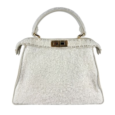フェンディ FENDI ハンドバッグ ショルダーバッグ ピーカブー アイシーユー ボア ホワイト ゴールド レディース 8BN321-AHJ6【中古】 z7631
