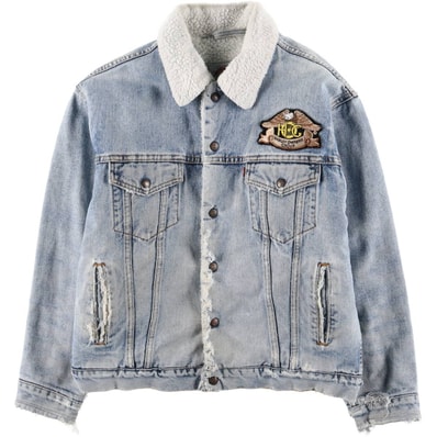 古着 90年代 リーバイス Levi's Harley-Davidson ハーレーダビッドソン 鷲柄 イーグル柄 デニムボアジャケット メンズM相当 ヴィンテージ/eaa601331