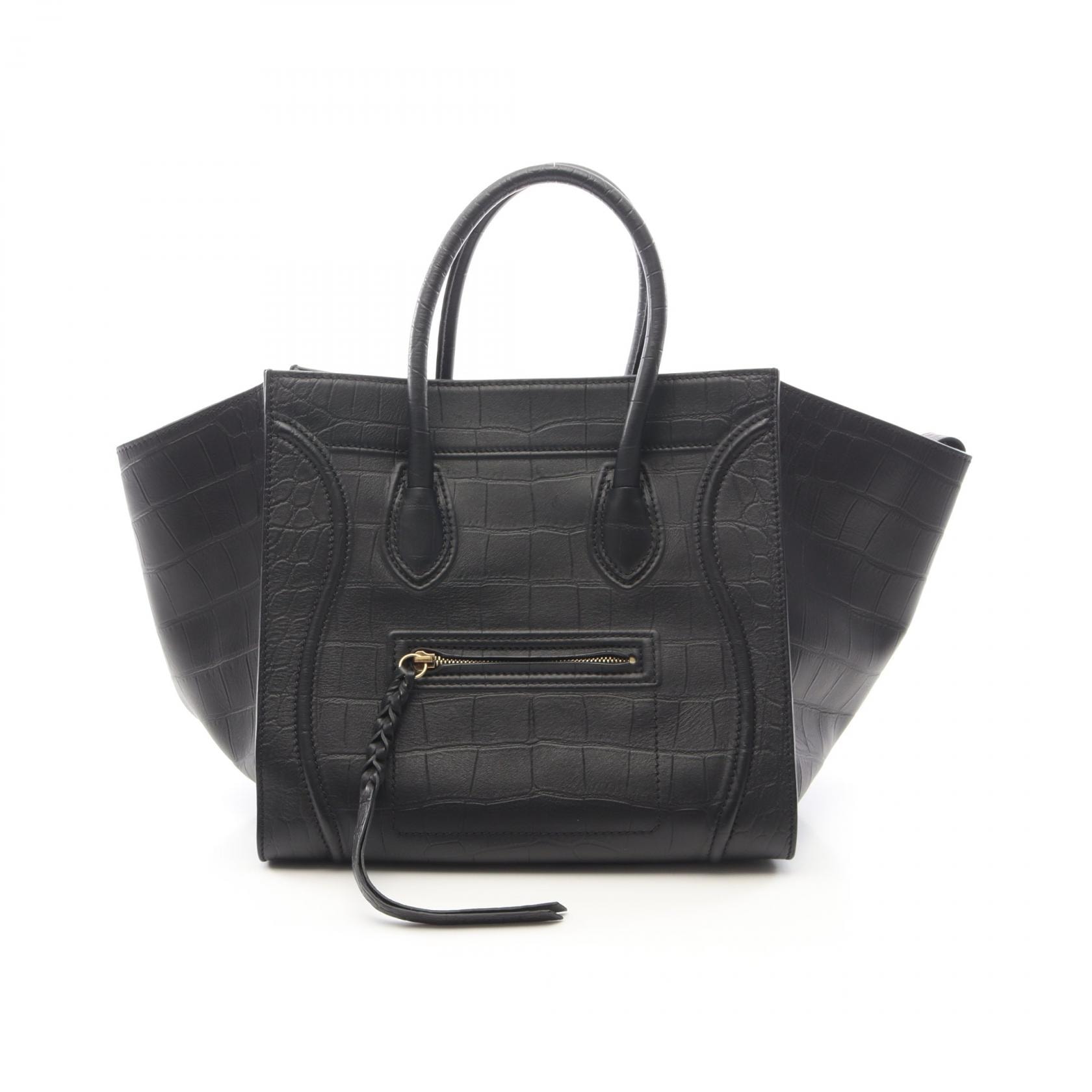 セリーヌ CELINE ラゲージ ファントム トートバッグ バッグ レザー レディース ブラック系 169953 【中古】