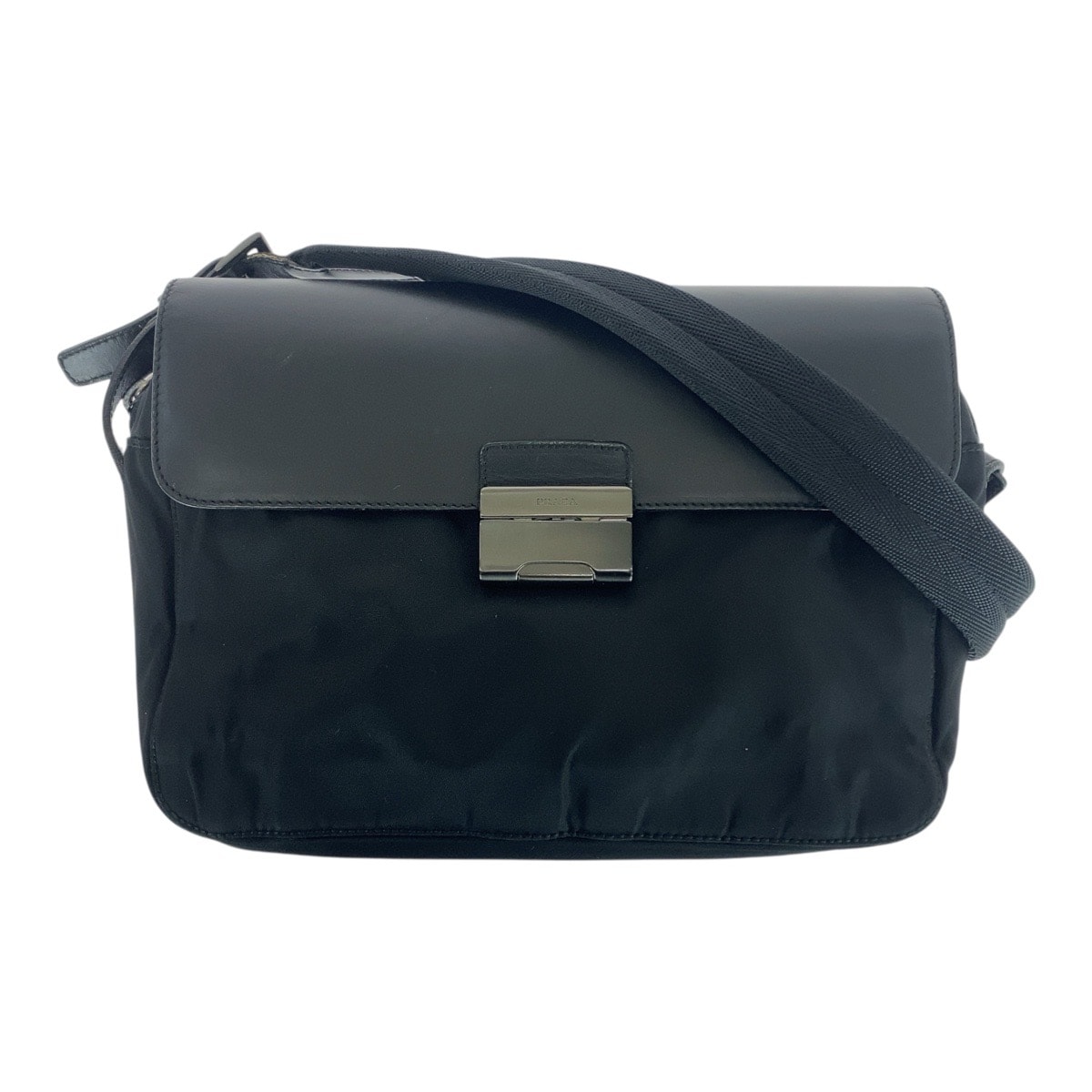 美品 PRADA プラダ テスート ブラック 黒 ガンメタ金具 ナイロン レザー/ ショルダーバッグ メッセンジャーバッグ 506294 【中古】
