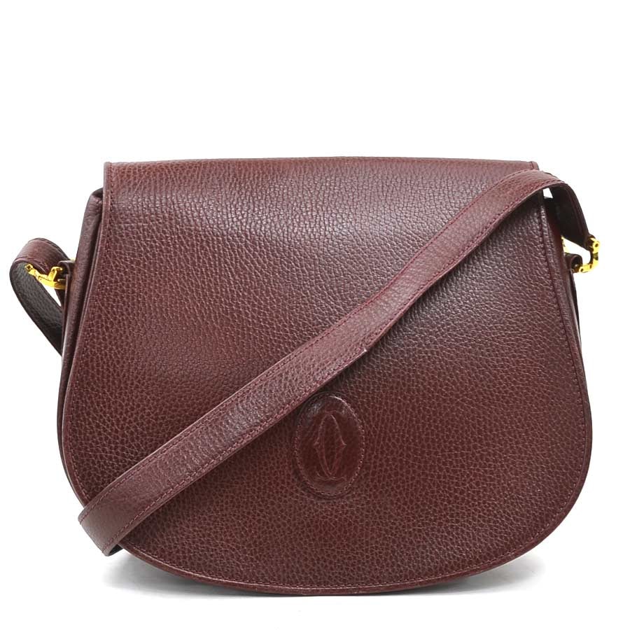 カルティエ CARTIER ショルダーバッグ レザー バーガンディ ゴールド レディース【中古】 e62185r