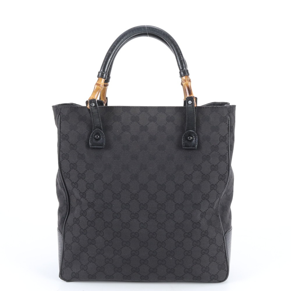 グッチ GUCCI 112530 バンブー トートバッグ GG柄 キャンバス 黒 ブラック GUCCI - グッチ GUCCI バンブー GGキャンバス トートバッグ バッグ