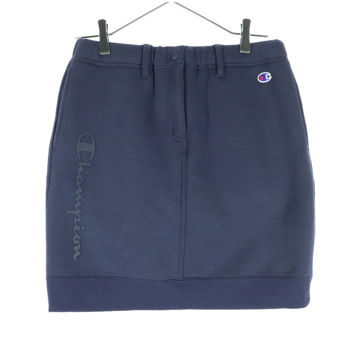 Champion チャンピオン ワンポイント刺繍 ミニ丈 台形 スカート L ネイビー スウェット
