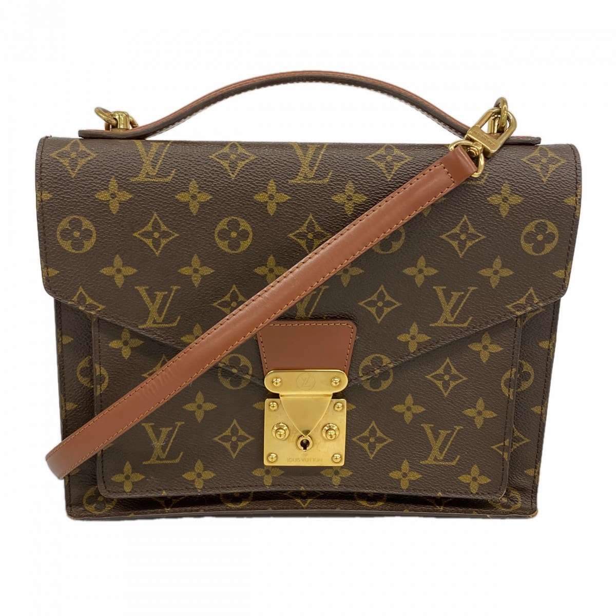 【6dd5206】ルイヴィトン ハンドバッグ モノグラム モンソー28 M51185 ブラウン 2wayバッグ【中古】レディース