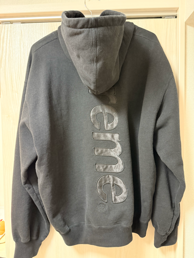Supreme Satin Applique Hooded Sweatshirt (23FW) "Black"