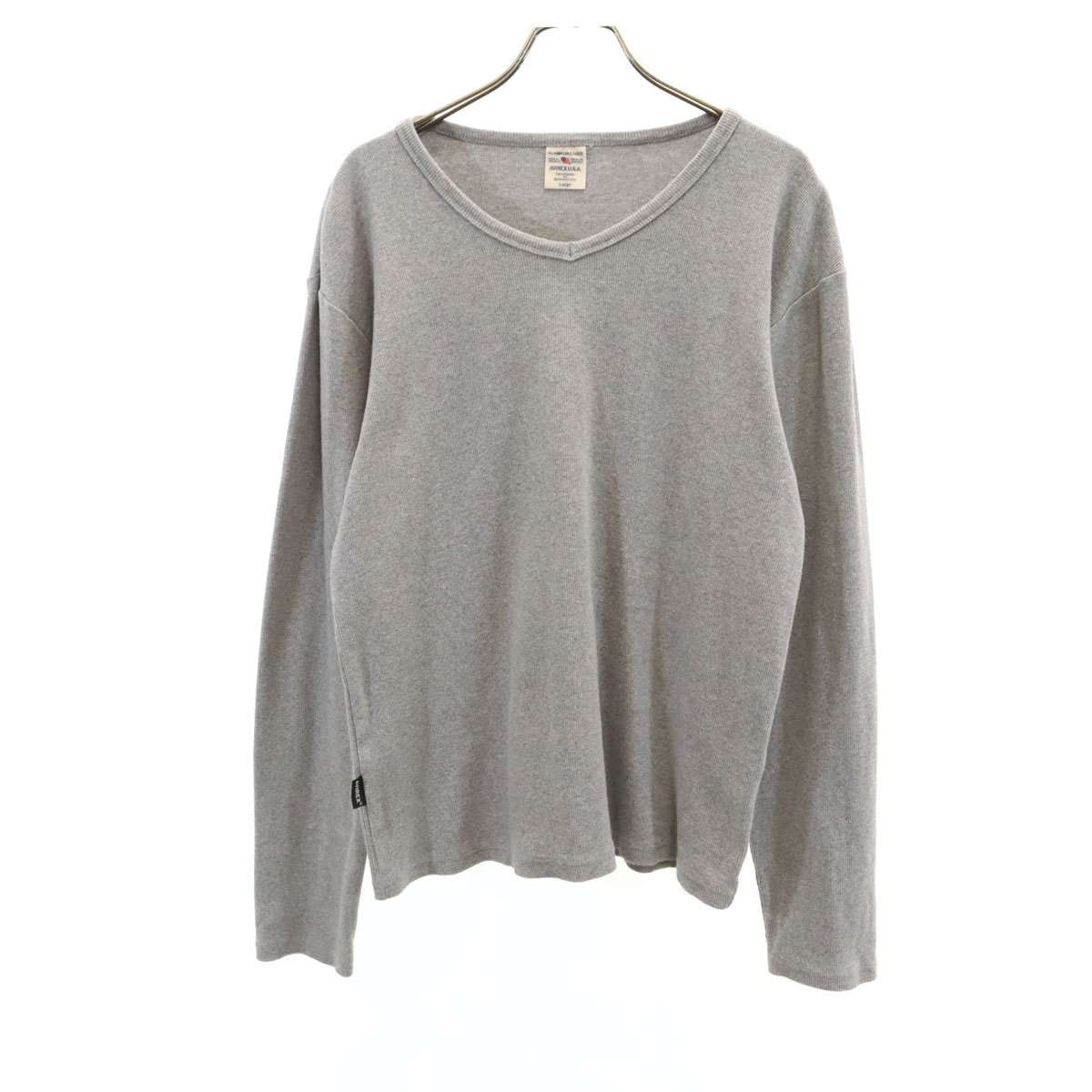 AVIREX アヴィレックス 長袖 リブ Tシャツ L グレー