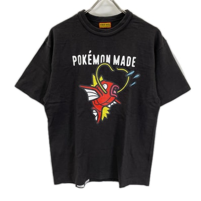 ヒューマンメイド ×ポケモンメイド ブラック グラフィック コイキング Tシャツ L