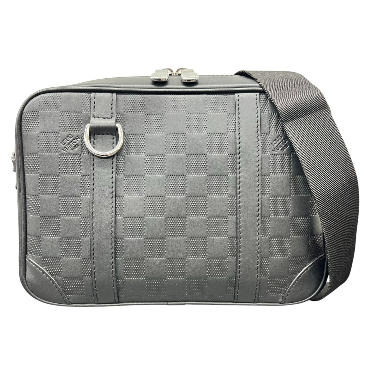 LOUIS VUITTON 希少 極美品 ルイヴィトン シリウス メッセンジャー ダミエ アンフィニ ショルダーバッグ N45286 RFID確認済 レザー ブラック クロスボディ セカンドバッグ ヴィトン Aランク 鑑定済 中古 ヴィトンバッグ