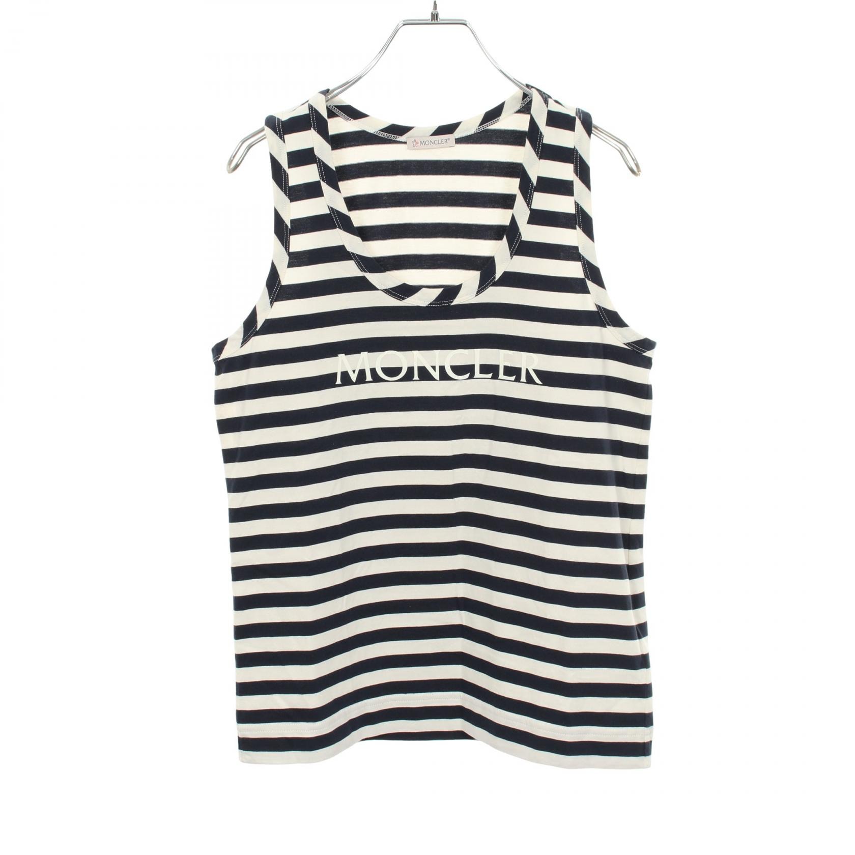 モンクレール MONCLER タンクトップ 衣料品 トップス コットン レディース ホワイト系 / ネイビー系 【中古】