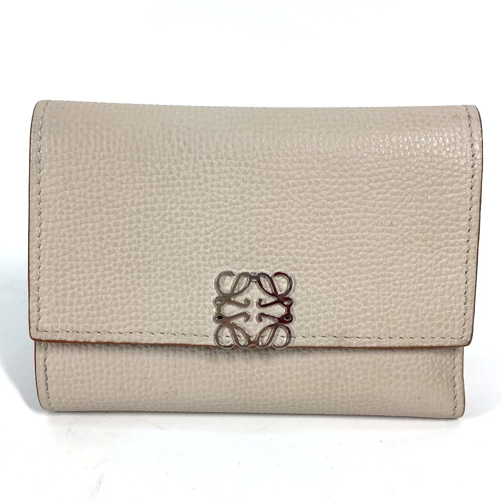 ロエベ LOEWE バーティカル ウォレット スモール C821S33X07 アナグラム コンパクトウォレット 3つ折り財布 レザー ライトゴースト ベージュ