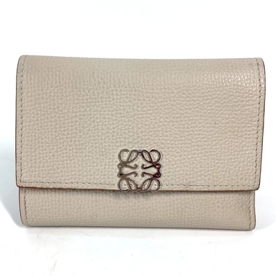 ロエベ LOEWE バーティカル ウォレット スモール C821S33X07 アナグラム コンパクトウォレット 3つ折り財布 レザー ライトゴースト ベージュ