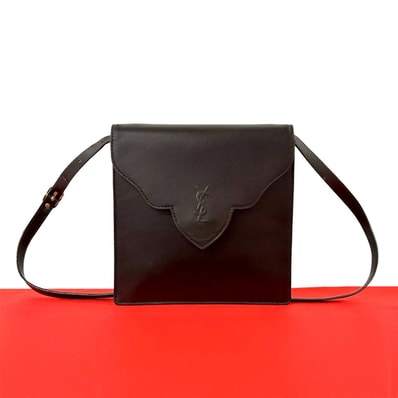 YVES SAINT LAURENT イヴ・サンローラン YSL ロゴ レザー ショルダーバッグ ブラウン
37056