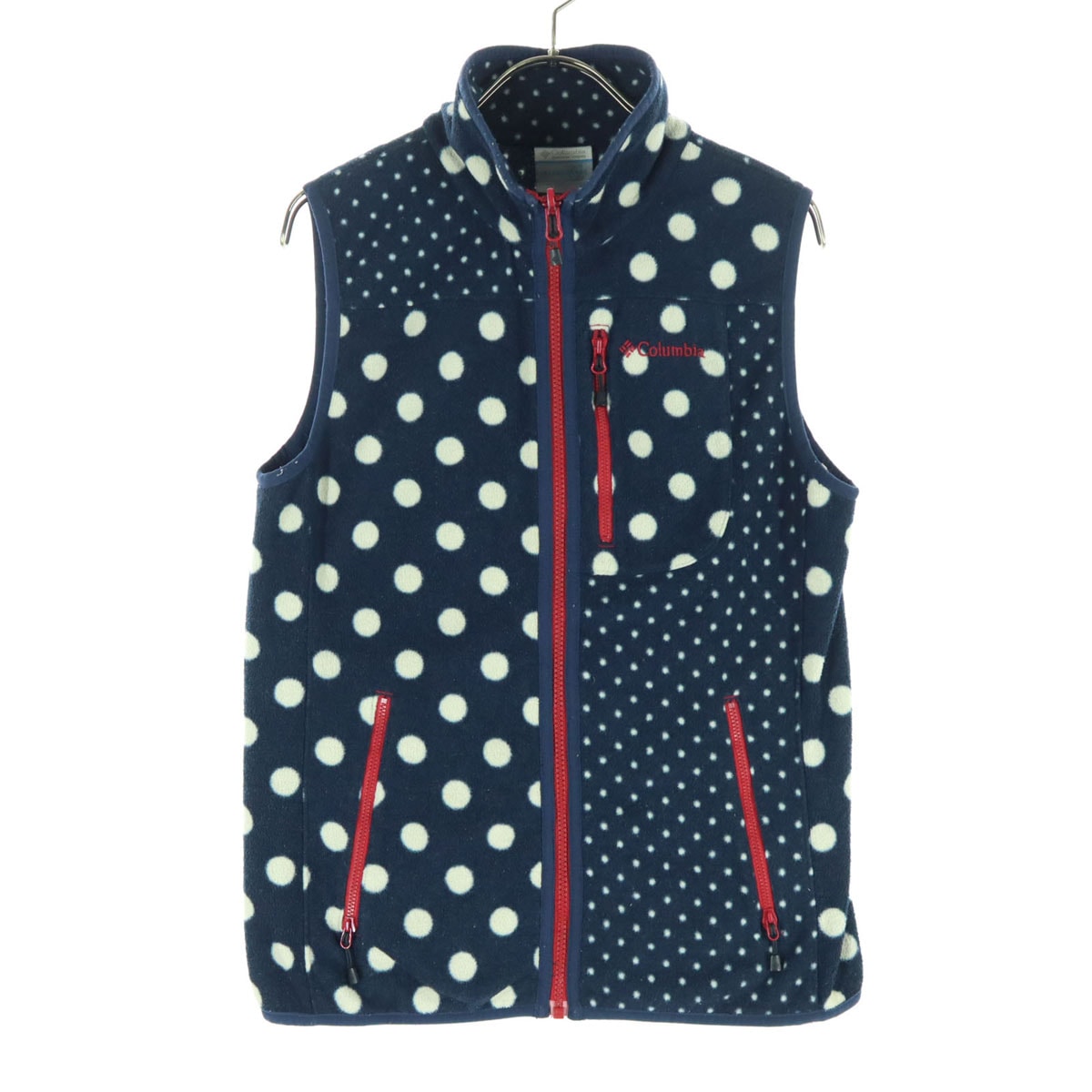 Columbia コロンビア 水玉柄 フリース ベスト M ネイビー
