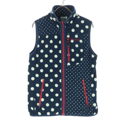 Columbia コロンビア 水玉柄 フリース ベスト M ネイビー