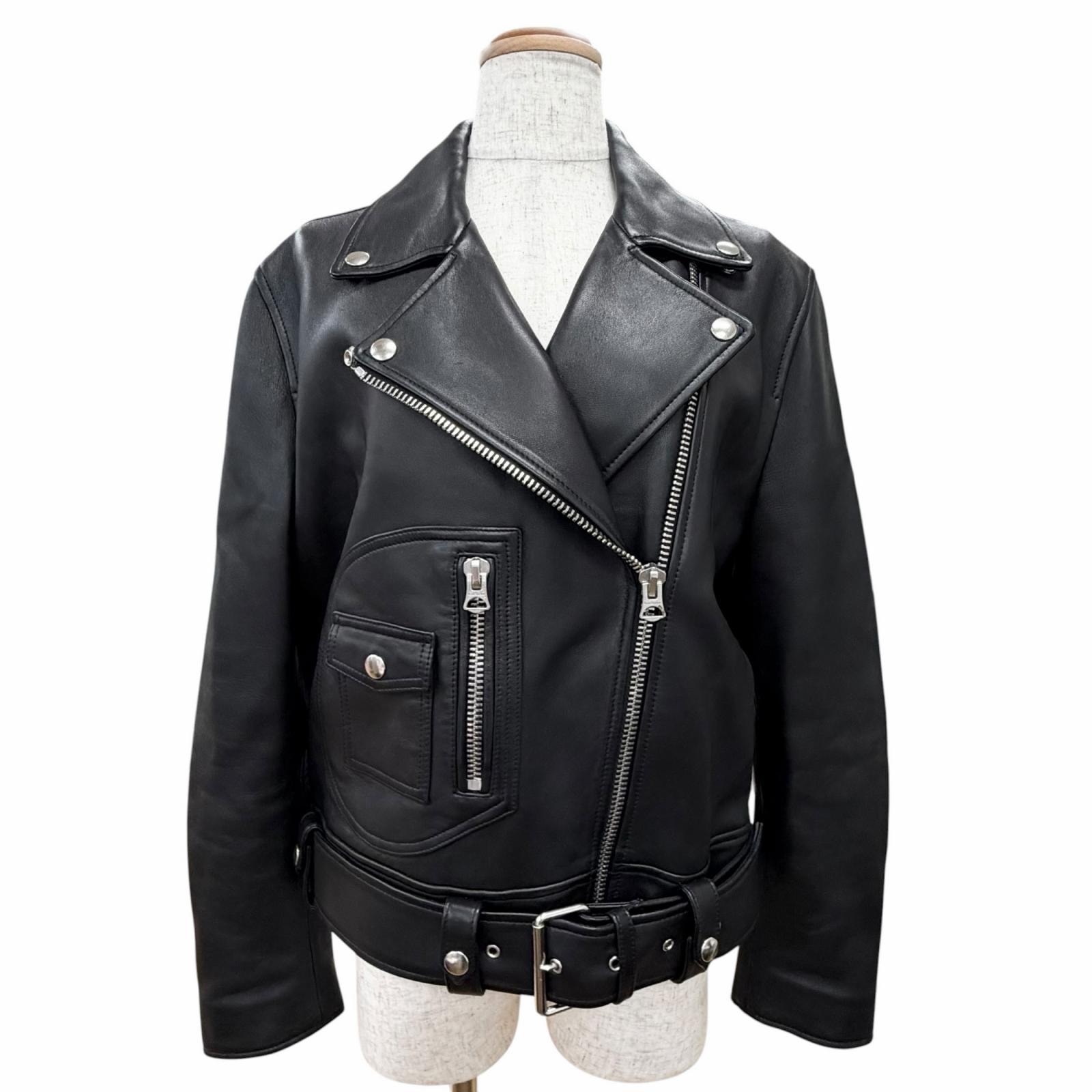 美品 アクネストゥディオズ LEATHER BIKER JACKET 34