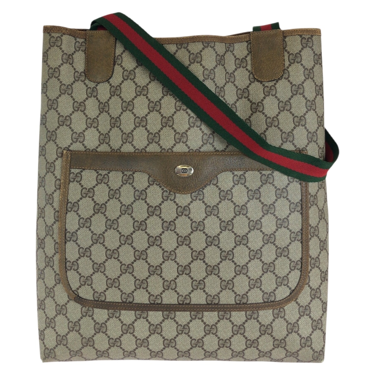 GUCCI グッチ ヴィンテージ オールドグッチ シェリーライン ベージュ ブラウン GGスプリームキャンバス トートバッグ ショルダーバッグ 604706 【中古】