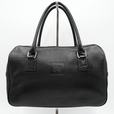 Burberry's(バーバリーズ) ヴィンテージ ミニボストンバッグ ハンドバッグ ブラック シボレザー ゴールド金具 レディース 【中古】