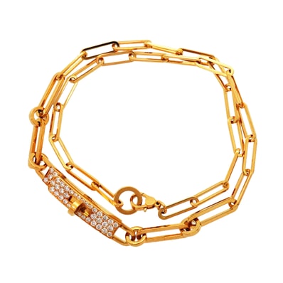 【6jkb0344】エルメス ブレスレット チョーカー ケリー/シェーヌ/ダブル K18YG イエローゴールド ダイヤモンド【中古】レディース