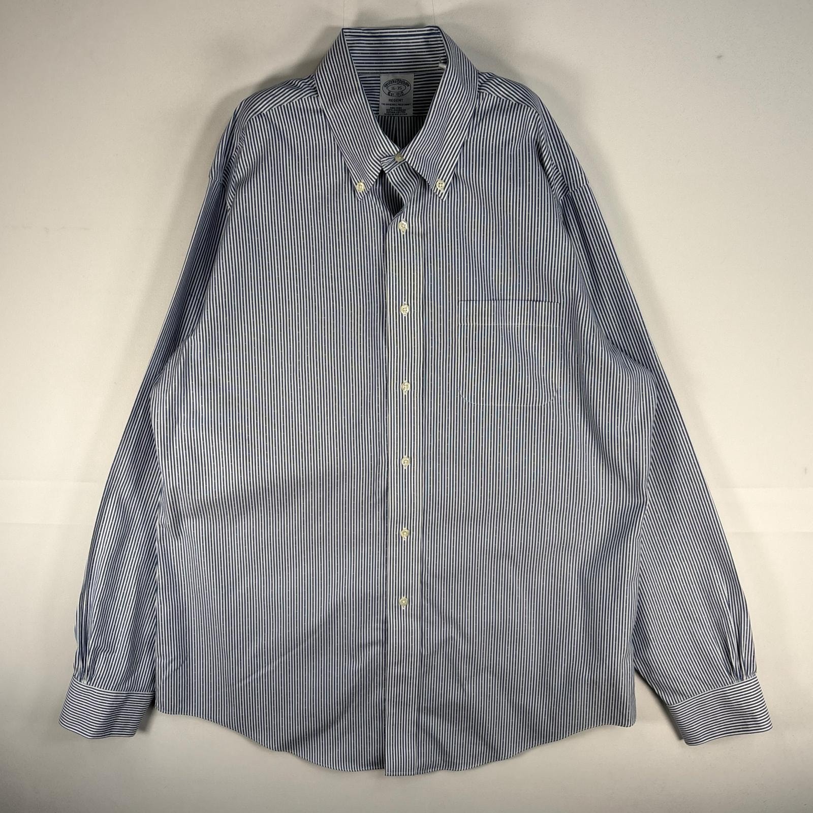 古着 ブルックスブラザーズ Brooks Brothers 長袖シャツ ドット ボタンダウン L  ブルー系 ストライプ メンズ