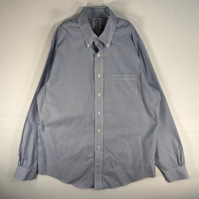 古着 ブルックスブラザーズ Brooks Brothers 長袖シャツ ドット ボタンダウン L ブルー系 ストライプ メンズ