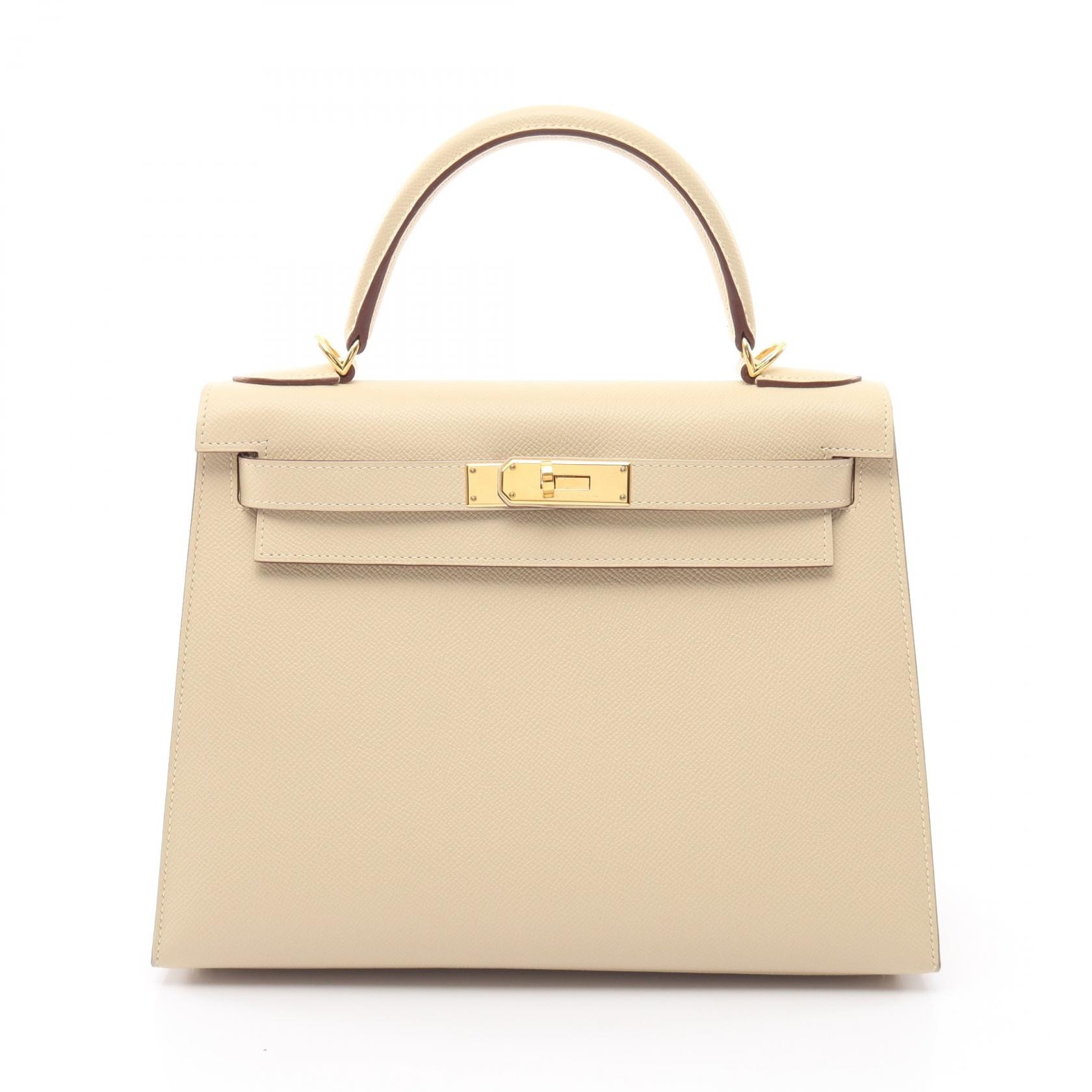エルメス HERMES ケリー28 2WAY 外縫い ハンドバッグ バッグ レザー ヴォーエプソン ヴォーエプソン パルシュマン □M刻印(2009年製造) レディース アイボリー系 【中古】