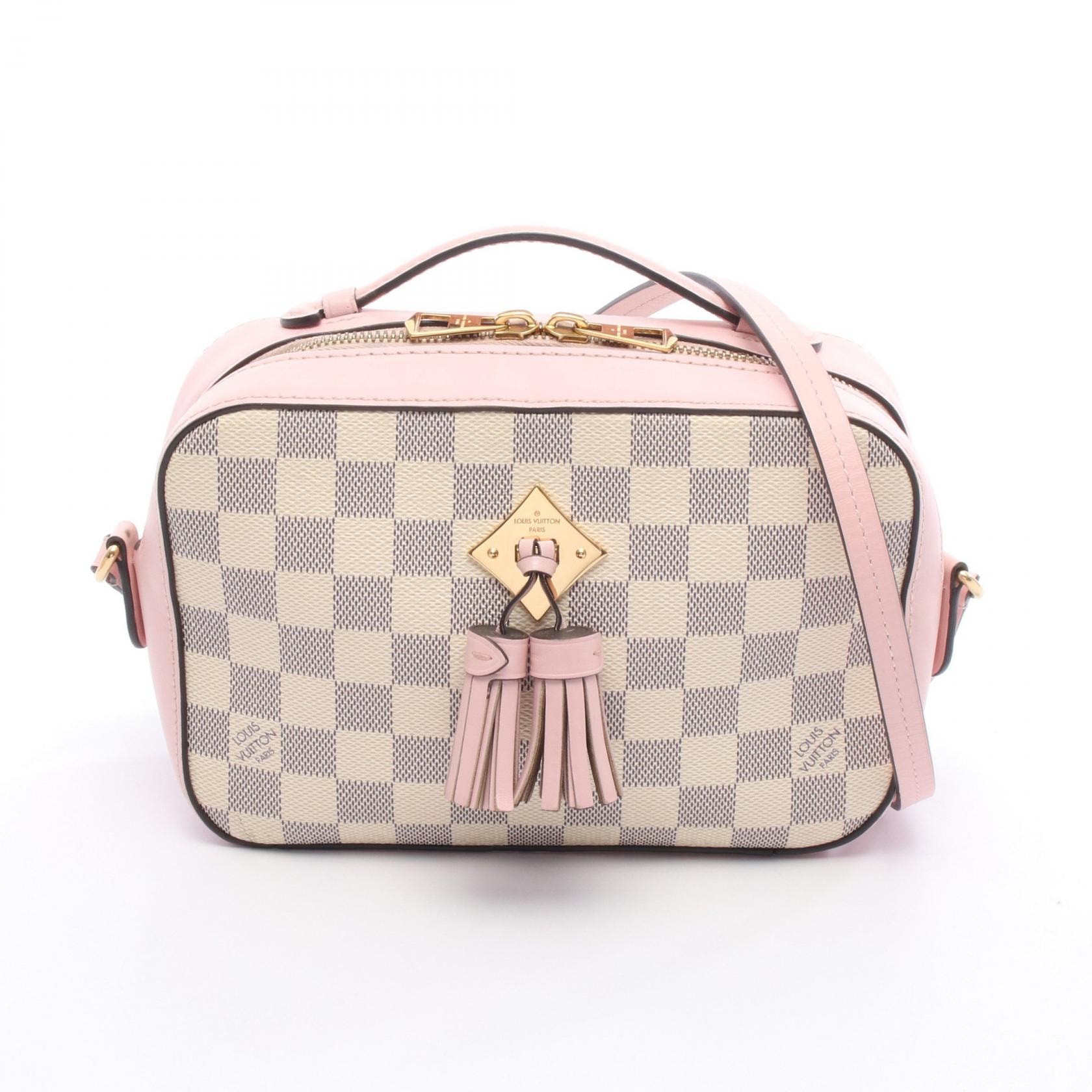 ルイ・ヴィトン LOUIS VUITTON サントンジュ ショルダーバッグ バッグ PVCコーティングキャンバス レザー ダミエ・アズール ピンク レディース ホワイト系 / ピンク系 N40155 【中古】