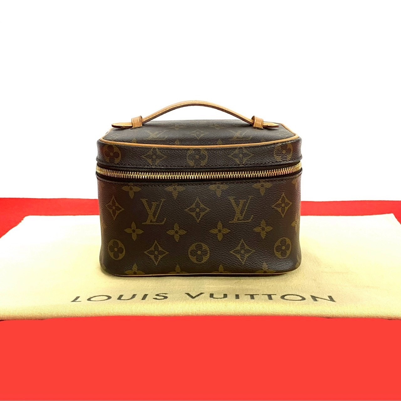 LOUIS VUITTON ルイヴィトン ニース ミニ モノグラム レザー PVC ハンドバッグ ブラウン
 34763
