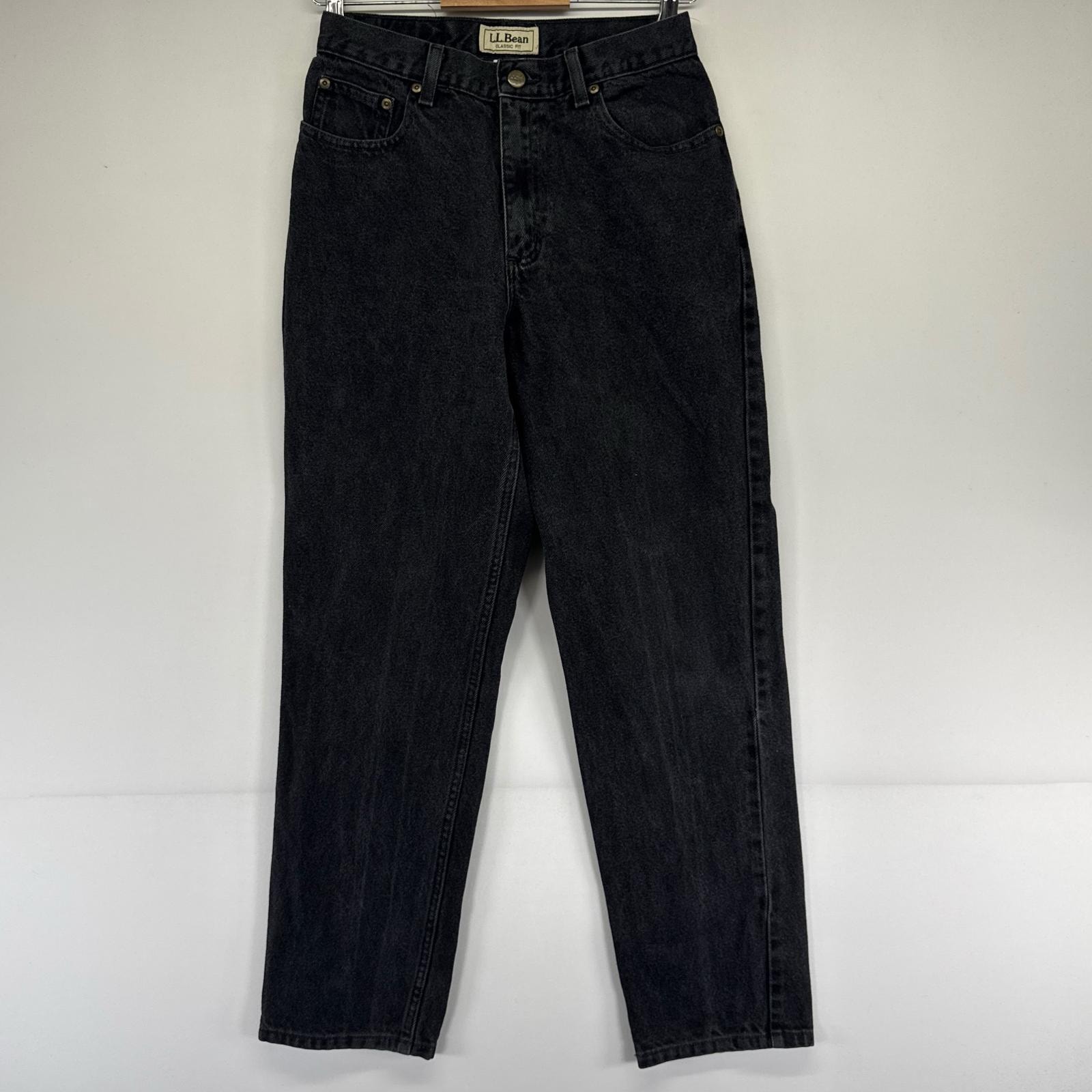古着 エルエルビーン L.L.Bean デニム パンツ テーパード 5ポケット デニム 8REG  ブラック系 レディース