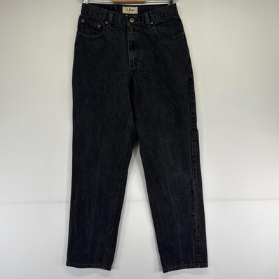 古着 エルエルビーン L.L.Bean デニム パンツ テーパード 5ポケット デニム 8REG ブラック系 レディース