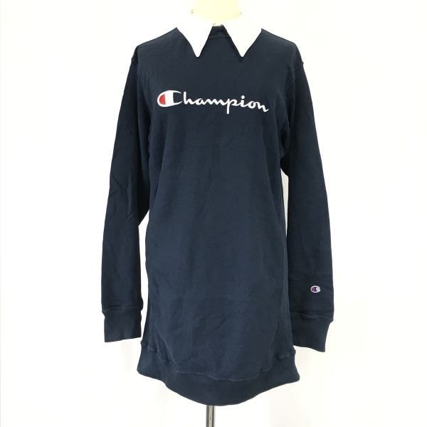 jouetie x Champion/ジュエティ x チャンピオン★リバースウィーブ/付け襟/ロゴスウェットワンピース【レディースM/紺/navy】dress◆sBH518