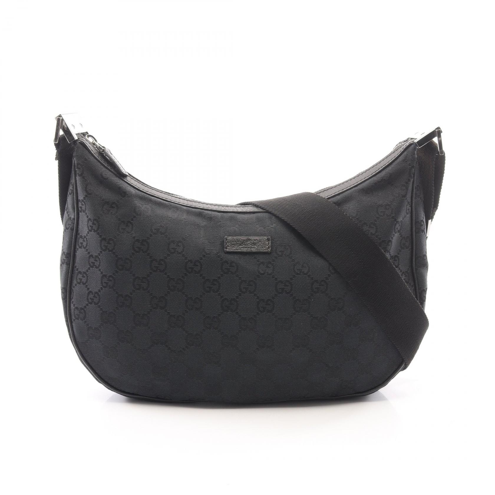 グッチ GUCCI GGキャンバス ショルダーバッグ バッグ キャンバス レザー レディース ブラック系 122790 【中古】