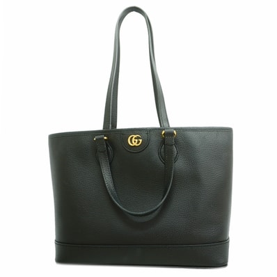 【6kd3914】グッチ トートバッグ GGマーモント 765043 レザー ブラック ゴールド金具【中古】レディース
