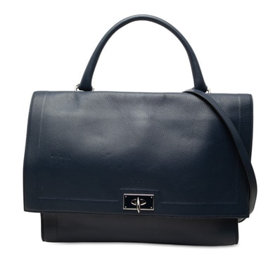ジバンシー シャークトゥース ハンドバッグ ショルダーバッグ 2WAY ネイビー レザー レディース Givenchy 中古