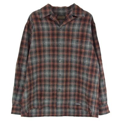 WACKO MARIA ワコマリア 長袖シャツ 25AW 25FW-WMS-PE02 × PENDLETON ペンドルトン WOOL OMBRE TYPE-2 GRAY-ORANGE ウール オンブレ チェック オープン カラーシャツ オレンジ系 S【中古】