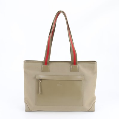 ■美品 グッチ019 0426 トート バッグ レザー×キャンバス