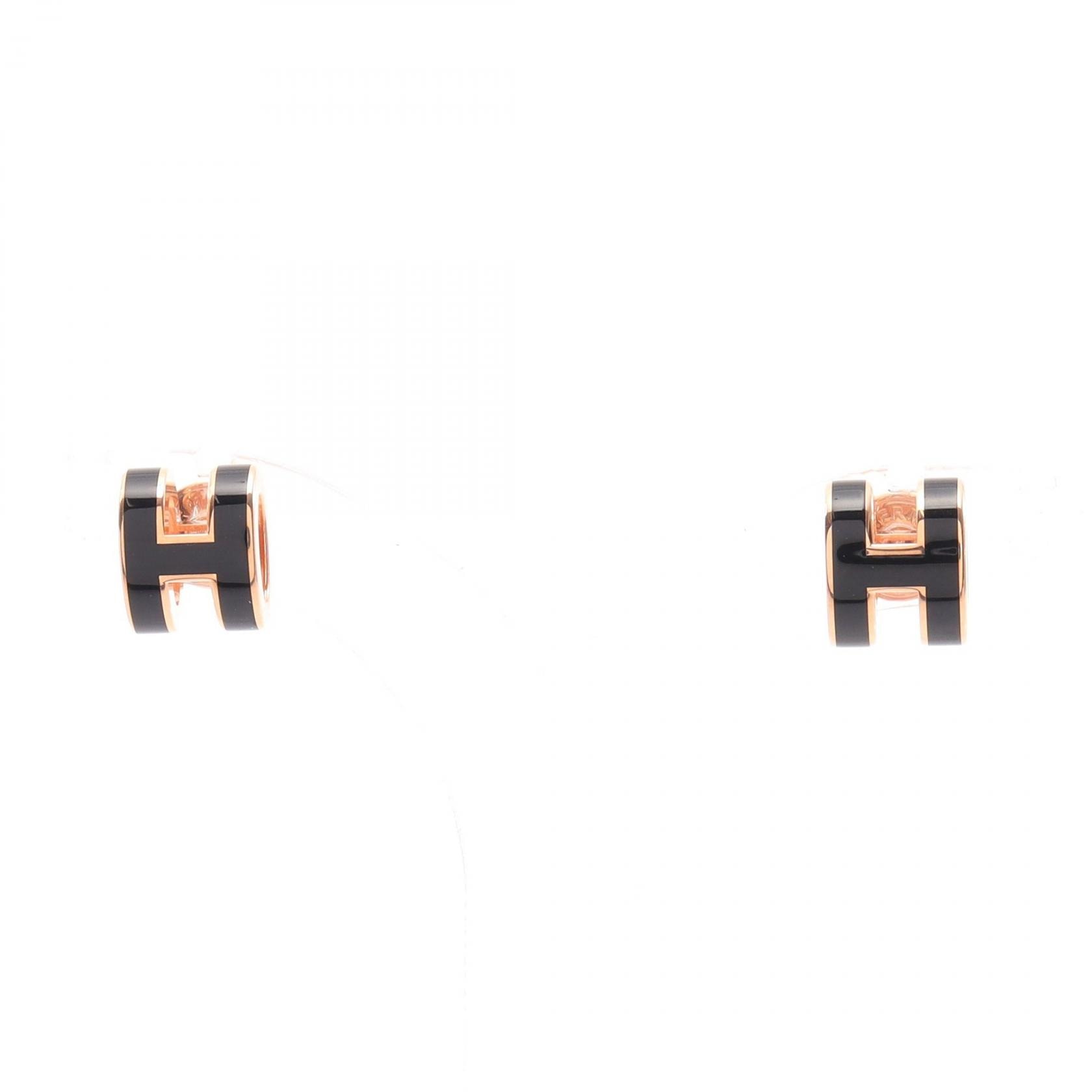 エルメス HERMES MINI POP H ミニポップアッシュ ピアス ジュエリー GP(ゴールドメッキ) レディース ブラック系 / ゴールド系 【中古】