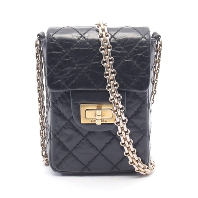シャネル CHANEL 2.55 マトラッセ フォンホルダー ショルダーバッグ バッグ レザー レディース ブラック系 【中古】