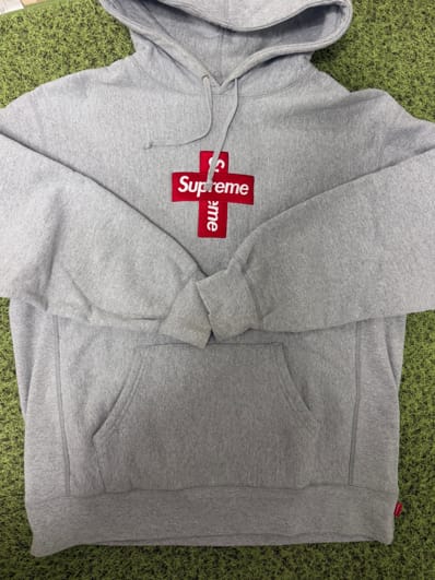 Supreme Cross Box Logo Hooded Sweatshirt "Grey"