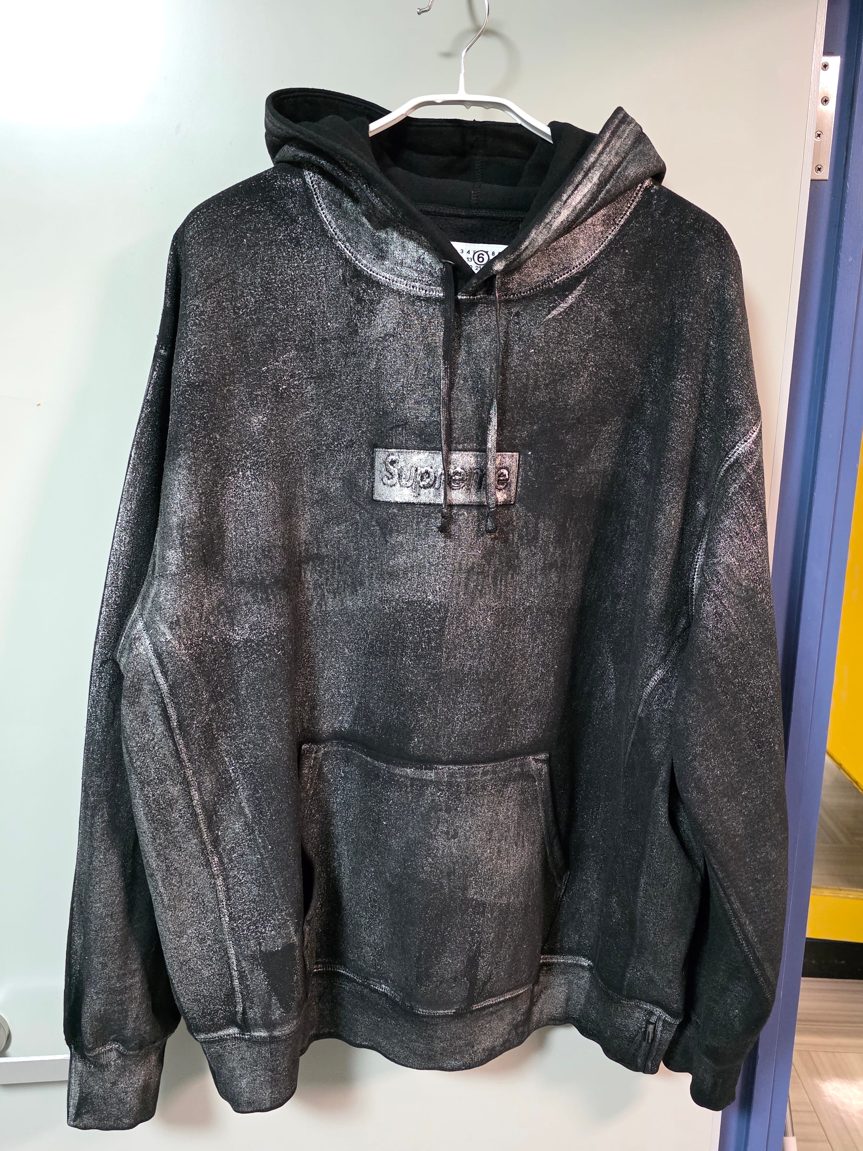 Supreme x MM6 Maison Margiela Foil Box Logo Hooded Sweatshirt "Black"