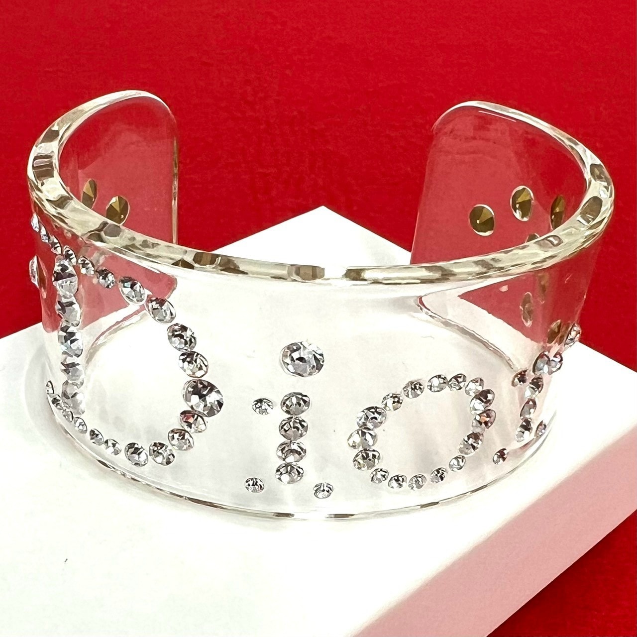 Christian Dior ディオール ロゴ プラスチック ラインストーン バングル クリア
167-2