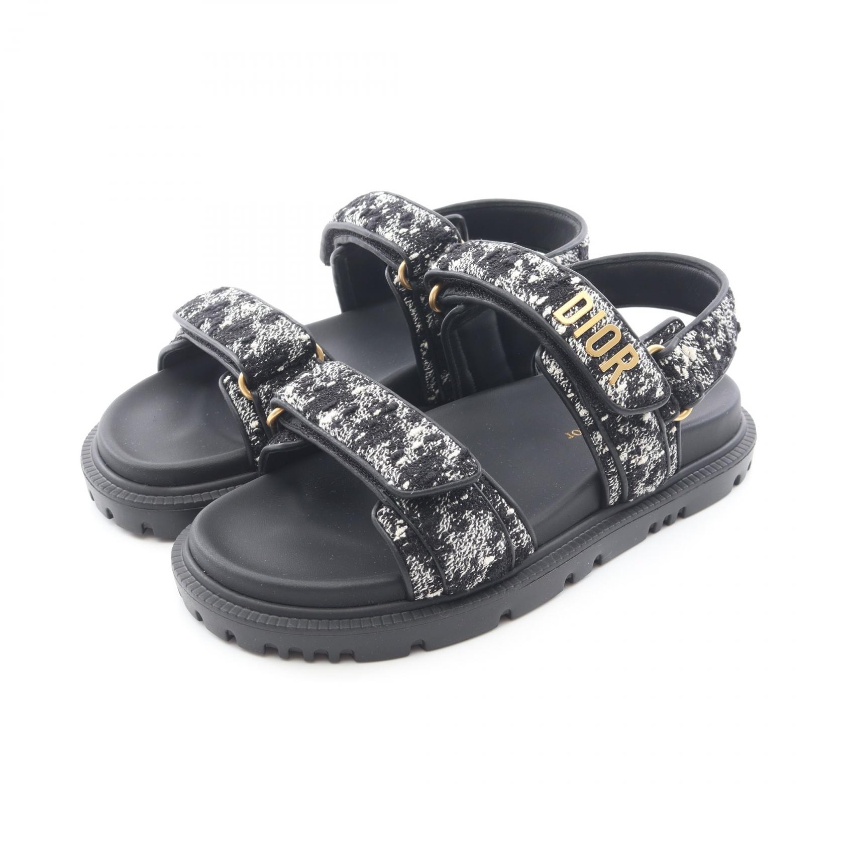 ディオール Dior DIORACT ディオールアクト サンダル 靴 ファブリック レディース ブラック系 【中古】