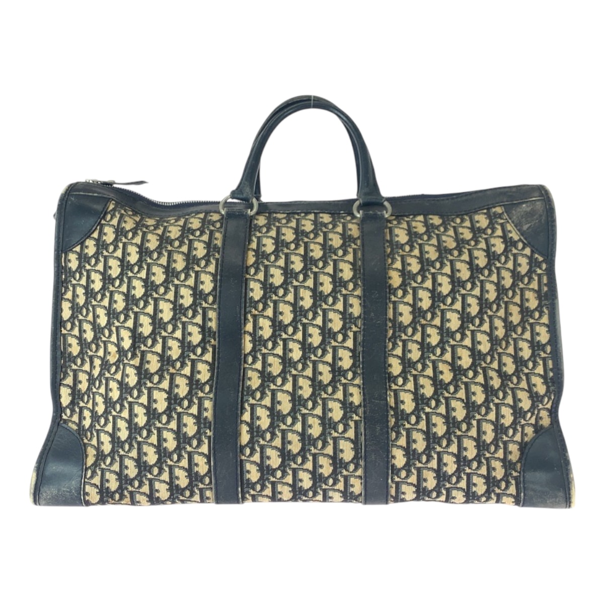 Christian Dior クリスチャンディオール トロッター ネイビー ベージュ シルバー金具 キャンバス レザー/ ボストンバッグ トラベルバッグ ハンドバッグ 600209 【中古】