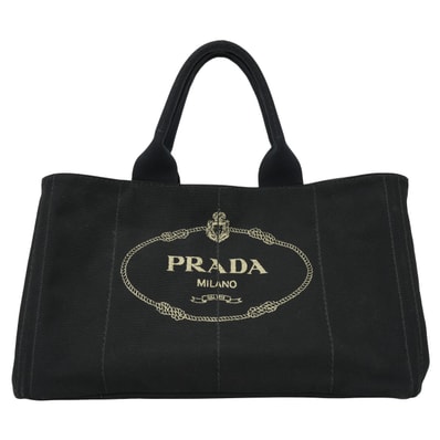 PRADA プラダ トートバッグ カナパ GM 黒 (ブラック) キャンバス ゴールド金具 BN1872 SAランク【中古】