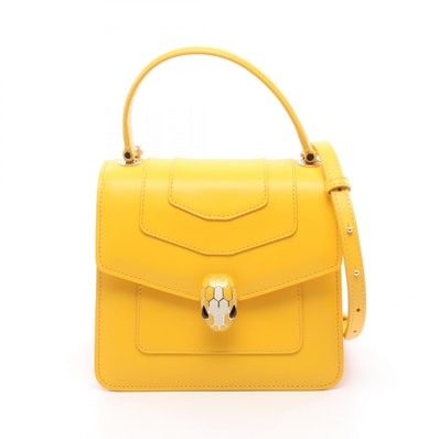 ブルガリ BVLGARI セルペンティ フォーエバー 2WAY ハンドバッグ バッグ カーフレザー レディース イエロー系 【中古】