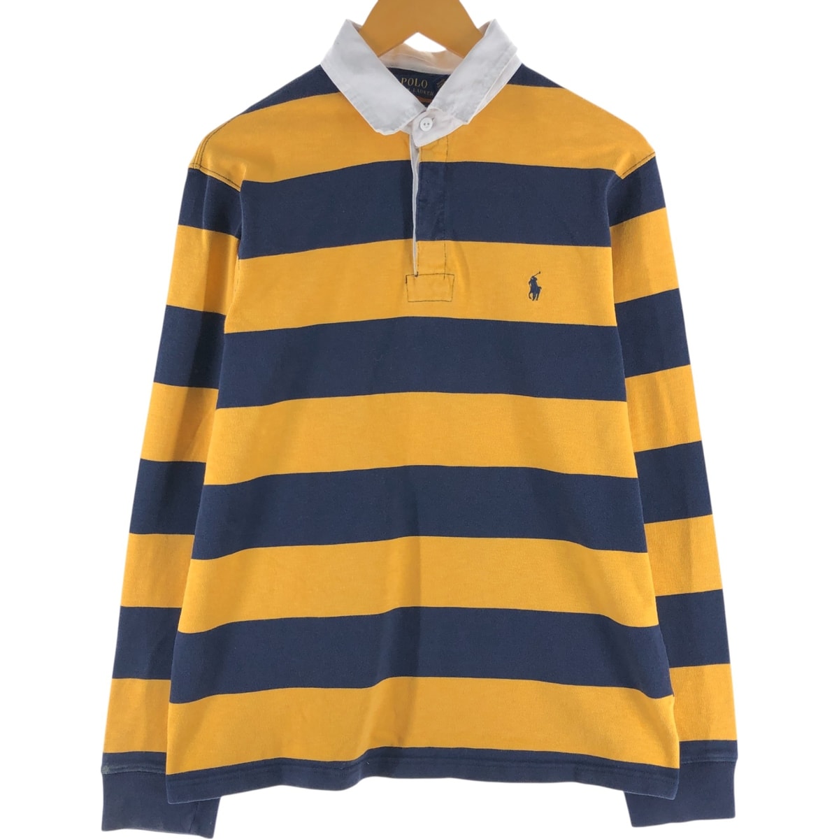 古着 ラルフローレン Ralph Lauren POLO RALPH LAUREN CUSTOM SLIM FIT ボーダー柄 長袖 ラガーシャツ メンズL相当/eaa538020